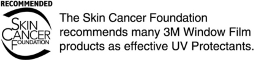 Skin Cancer Foundation Recommended seal reading “The Skin Cancer Foundation recommends many 3M Window Film products as effective UV Protectants.”