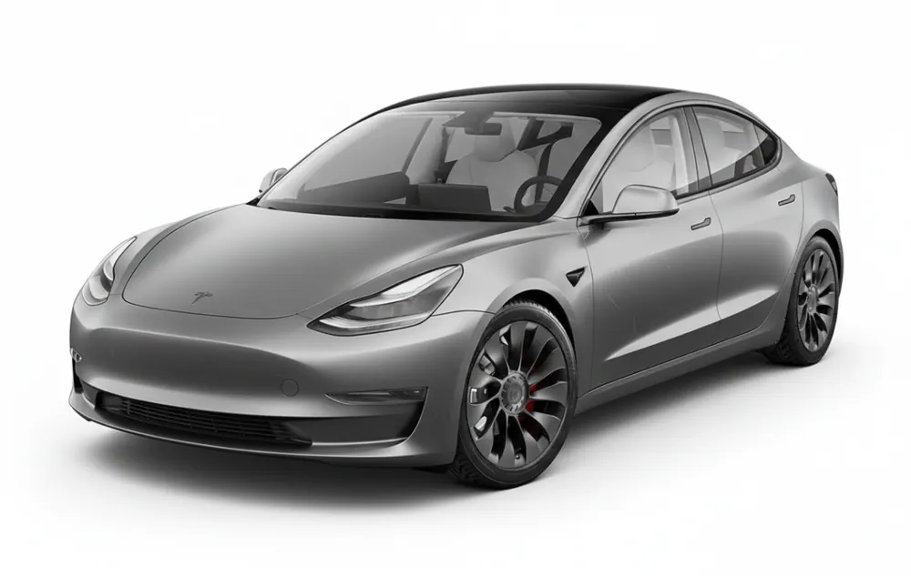 Silver Tesla Model 3 finished in matte paint protection film